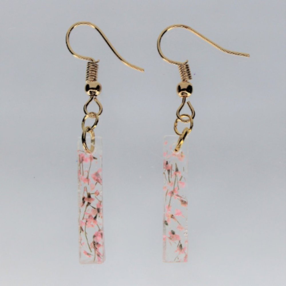 Queen Anne's Lace Pink Pressed Flower Earrings